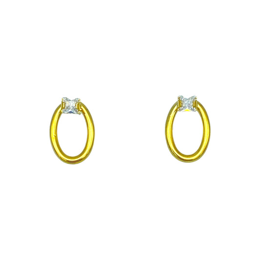 CUBIC OVAL EARRING