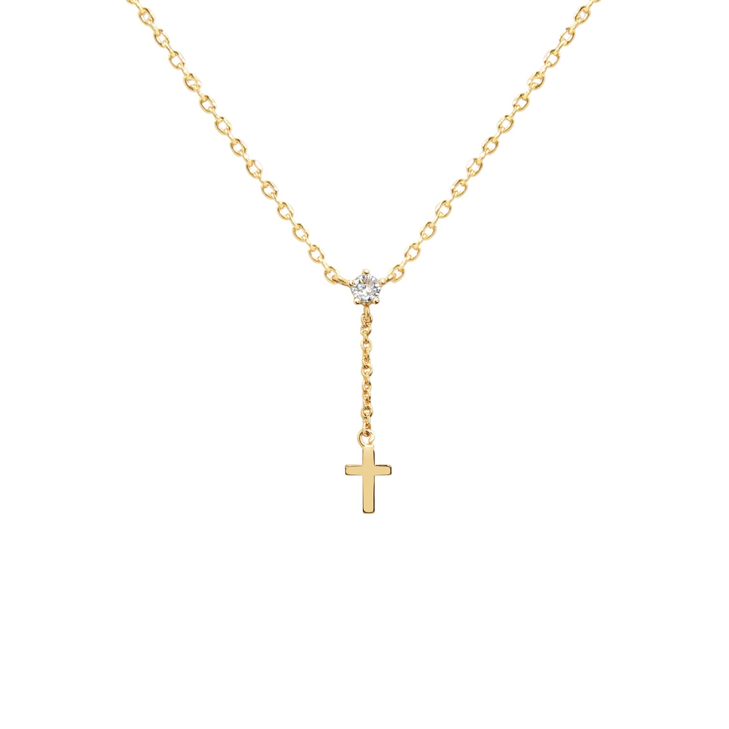 TINY DROP CROSS NECKLACE