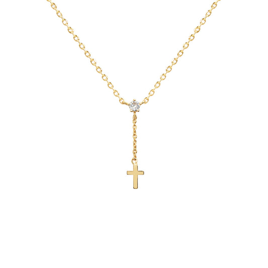 TINY DROP CROSS NECKLACE