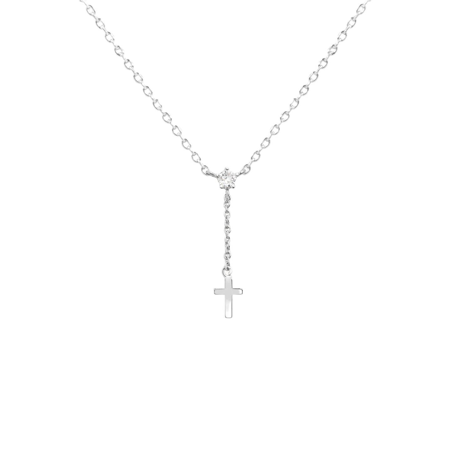 TINY DROP CROSS NECKLACE